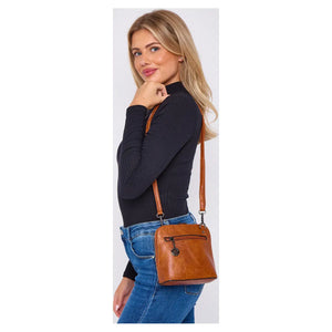 Superbia Pewter Hardware Small Box Zip Around Cross Body Bag: Green