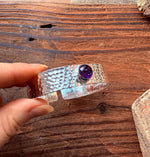 Hammered Silver Bracelet with Amethyst / Adjustable / Bohemian Jewellery / Ethnic Style / Rustic  / Boho / Gift for Her / Artisanal /
