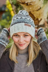 Classic Fairisle Roll Back Bobble Beanie Natural