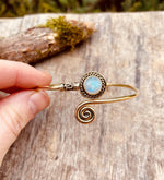 Golden Moonstone Bracelet / Brass / Adjustable / Spiral / Ethnic / Rustic / Bohemian  / Boho /