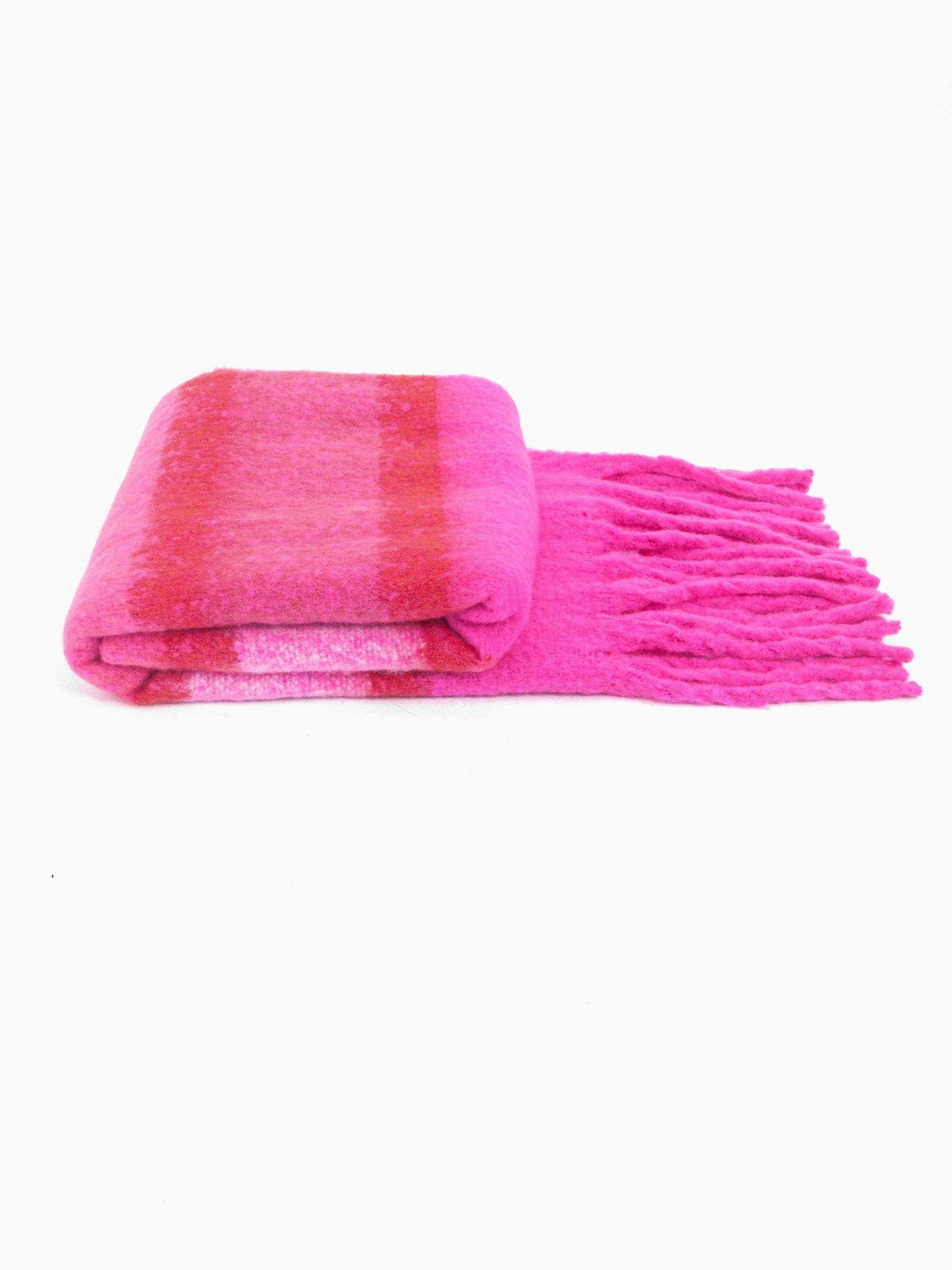 Blair Heavyweight Scarf - Fuchsia, Colour Block Stripe: One-size