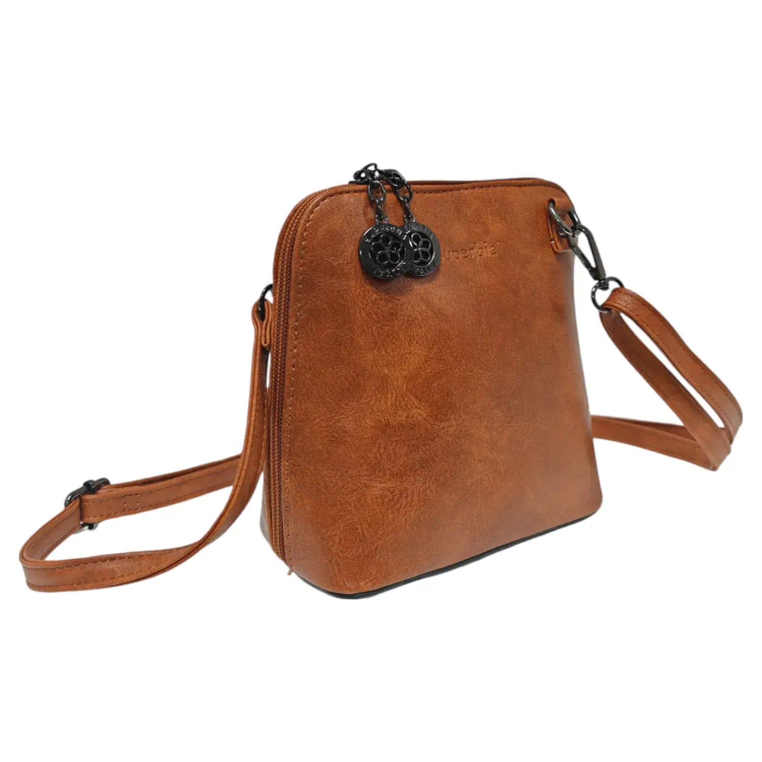 Superbia Pewter Hardware Small Box Zip Around Cross Body Bag: Green
