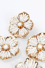 PEARL AND GOLD FLORAL DOUBLE DROP EARRINGS