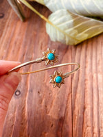 Turquoise Flower Boho Brass Bracelet