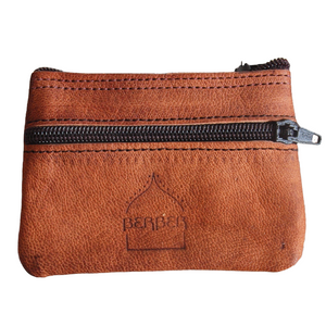 Small Leather Coin Purse: Tan