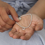Silver plated crystal edged heart bracelet