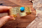 Hammered Brass Bracelet with Turquoise / Adjustable / Bohemian Jewellery / Ethnic Style / Rustic  / Boho / Gift for Her / Artisanal /