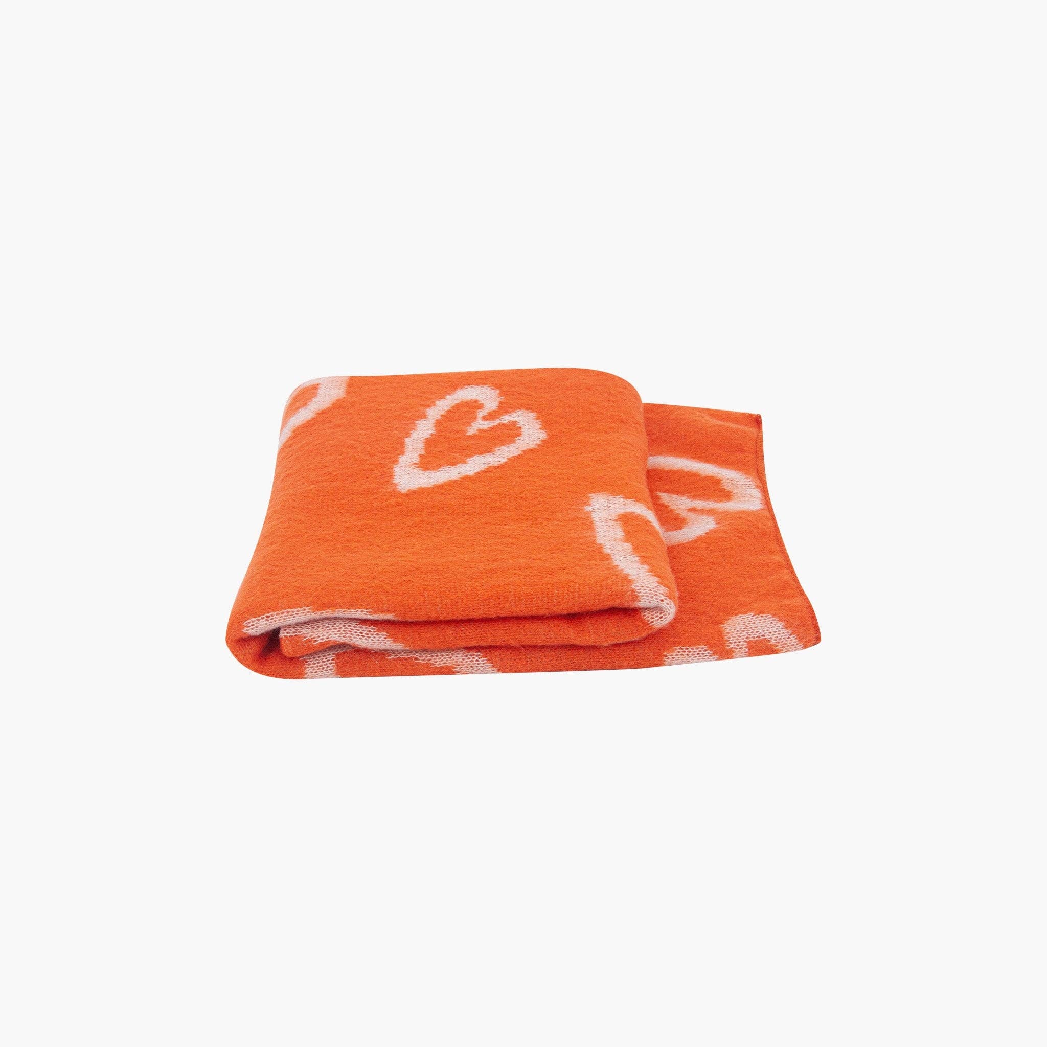 Zuri Cream/Orange Sketched hearts Heavyweight Scarf: One-size
