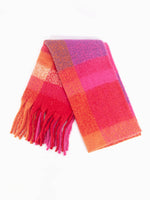 Allie Heavyweight Scarf - Fuchsia, Square Colour Block: One-size