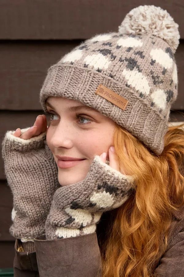 Sheep (Merino) Roll Back Bobble Beanie Mushroom