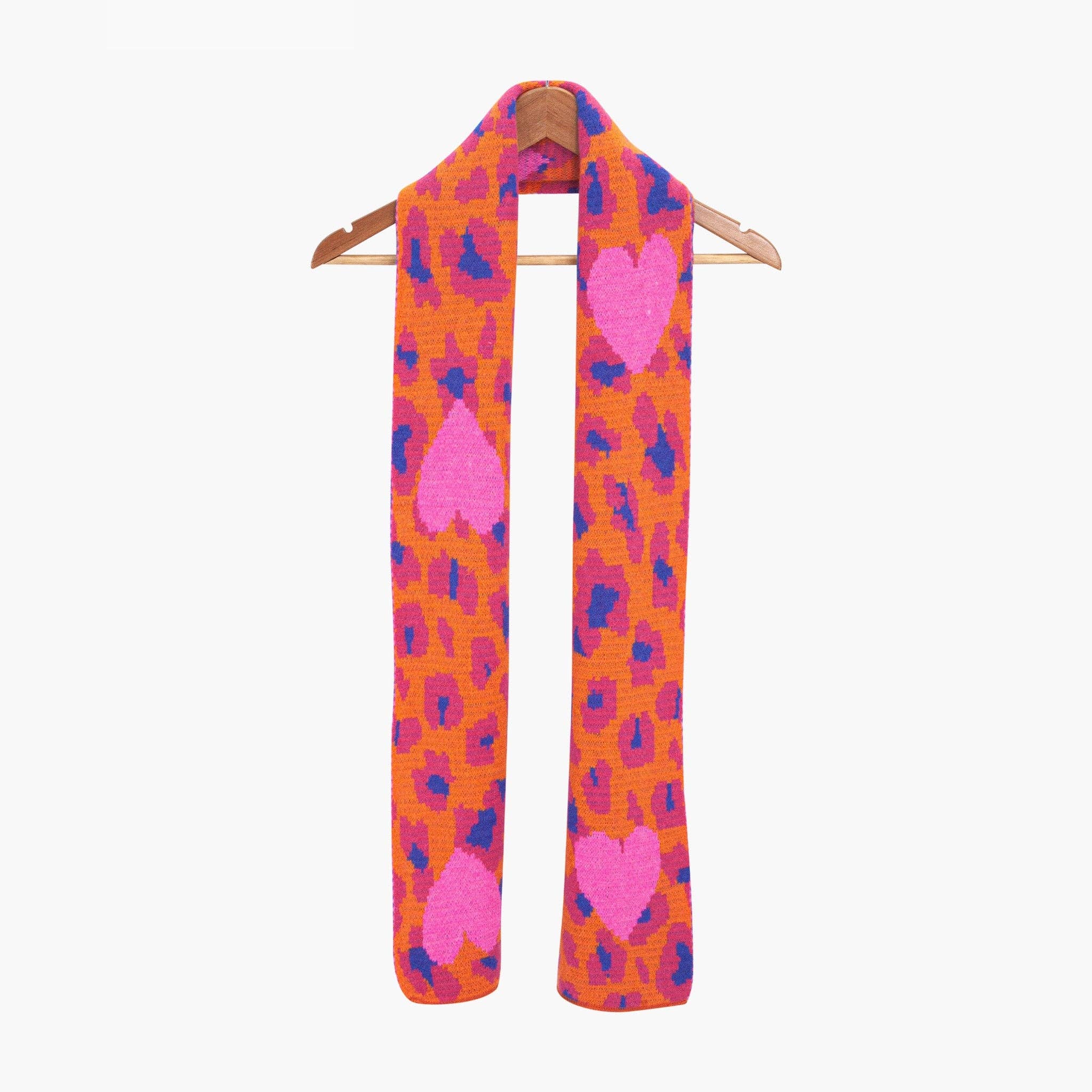 Wylda Hot Pink Leopard and Hearts Heavyweight Scarf: One-size