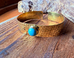 Hammered Brass Bracelet with Turquoise / Adjustable / Bohemian Jewellery / Ethnic Style / Rustic  / Boho / Gift for Her / Artisanal /