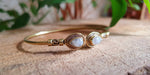 Bali Boho Brass Bracelet /  Moonstone / Bangle / Ethnic / Rustic / Bohemian / Hippie / Gypsy / Psy / Adjustable