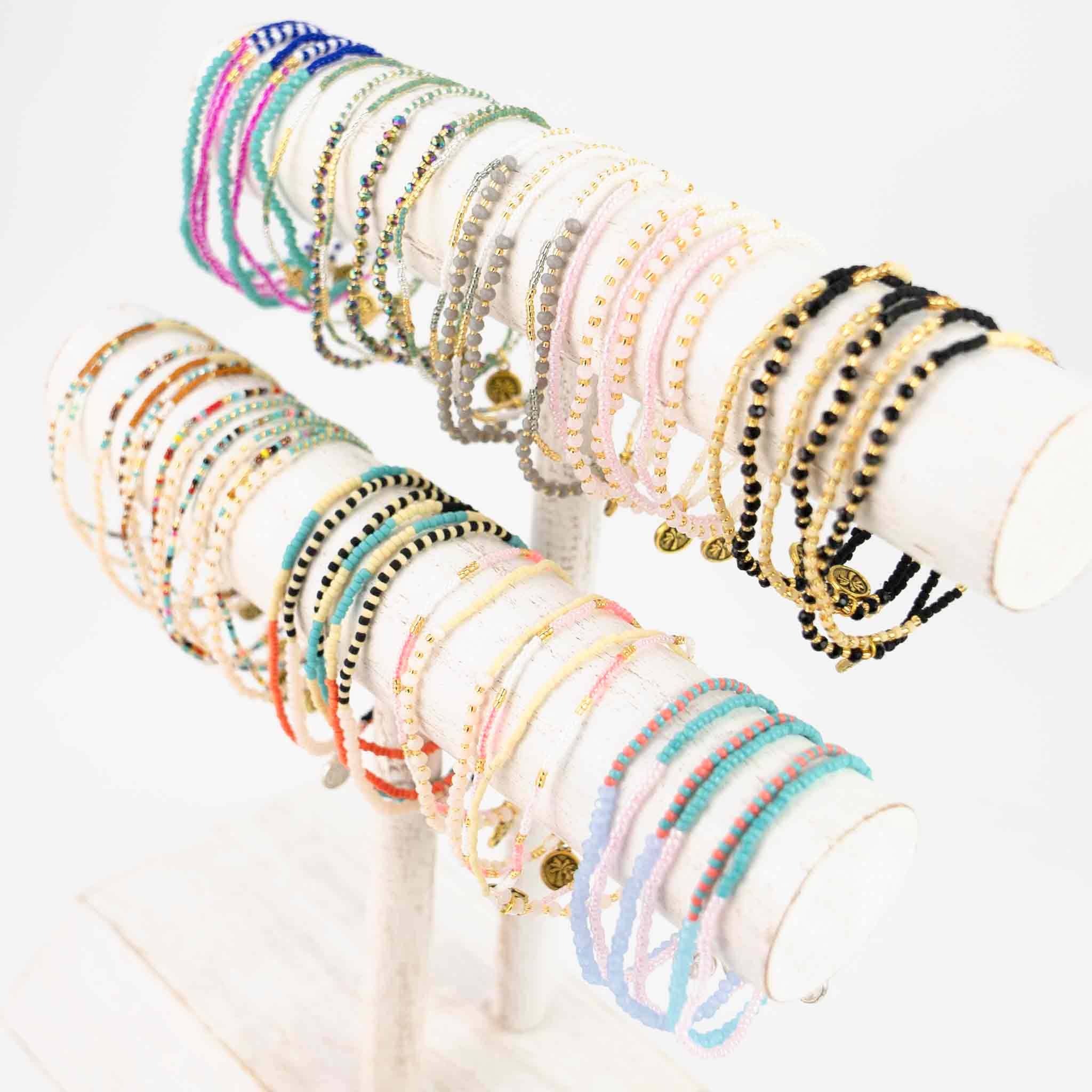 Monte Carlo Surf Bracelet, Beaded Bracelet, by Koh Surf: Black & Gold
