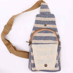 Natural Cotton Cross-Body Bags: Grey & White