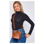 Superbia Pewter Hardware Small Box Zip Around Cross Body Bag: Green