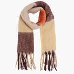 Yara Neutral Square Colour Block Heavyweight Scarf: One-size