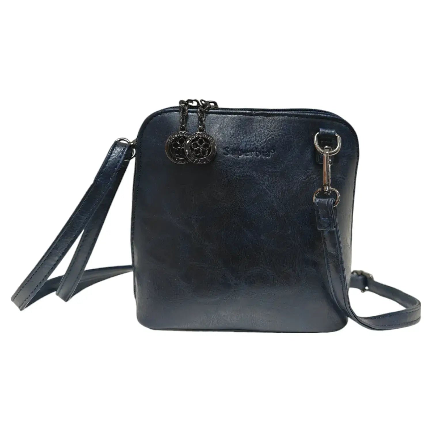 Superbia Pewter Hardware Small Box Zip Around Cross Body Bag: Green