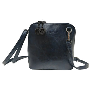Superbia Pewter Hardware Small Box Zip Around Cross Body Bag: Green