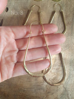 Boho Long Drop Golden Hoop Earrings / Flat Hoops / Ethnic Boho Classic XL Bohemian Chic Gypsy Spiral Hippie Tribal Hiphop style: 3.5cm