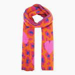 Wylda Hot Pink Leopard and Hearts Heavyweight Scarf: One-size