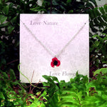 Poppy Red Flower Pendant Necklace,