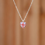British Union Jack Flag Petite Heart Shaped Necklace