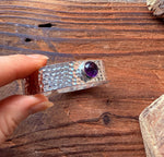 Hammered Silver Bracelet with Amethyst / Adjustable / Bohemian Jewellery / Ethnic Style / Rustic  / Boho / Gift for Her / Artisanal /