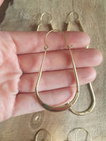Boho Long Drop Golden Hoop Earrings / Flat Hoops / Ethnic Boho Classic XL Bohemian Chic Gypsy Spiral Hippie Tribal Hiphop style: 3.5cm