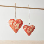 Orange Floral Heart Hanger, 10cm