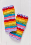 Rainbow Stripe Hand Knitted Handwarmers, fleece lined