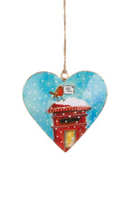 Hand-Painted Hanging Tin Heart Decoration