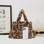 🐆 Leopard Print Faux Fur Tote Bag
