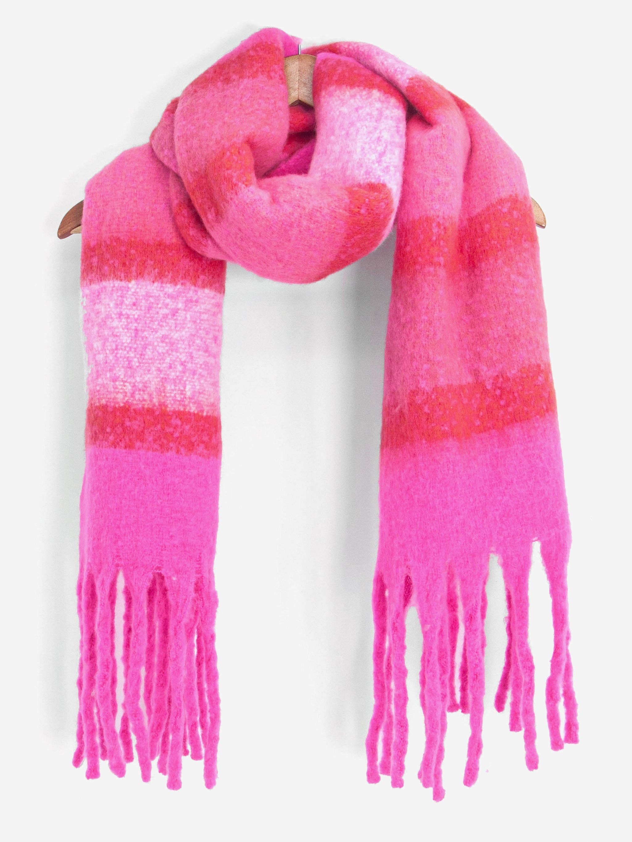 Blair Heavyweight Scarf - Fuchsia, Colour Block Stripe: One-size