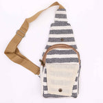 Natural Cotton Cross-Body Bags: Grey & White