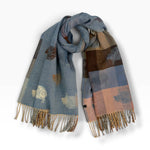 Doodle Sheep Print: Denim