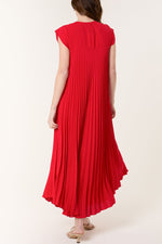 Cap Sleeve Pleated Maxi Dresso