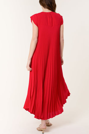 Cap Sleeve Pleated Maxi Dresso