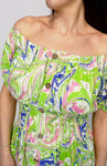 Coloured Swirl Print Button Front Midi Dress