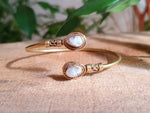 Bali Boho Brass Bracelet /  Moonstone / Bangle / Ethnic / Rustic / Bohemian / Hippie / Gypsy / Psy / Adjustable