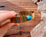 Hammered Brass Bracelet with Turquoise / Adjustable / Bohemian Jewellery / Ethnic Style / Rustic  / Boho / Gift for Her / Artisanal /