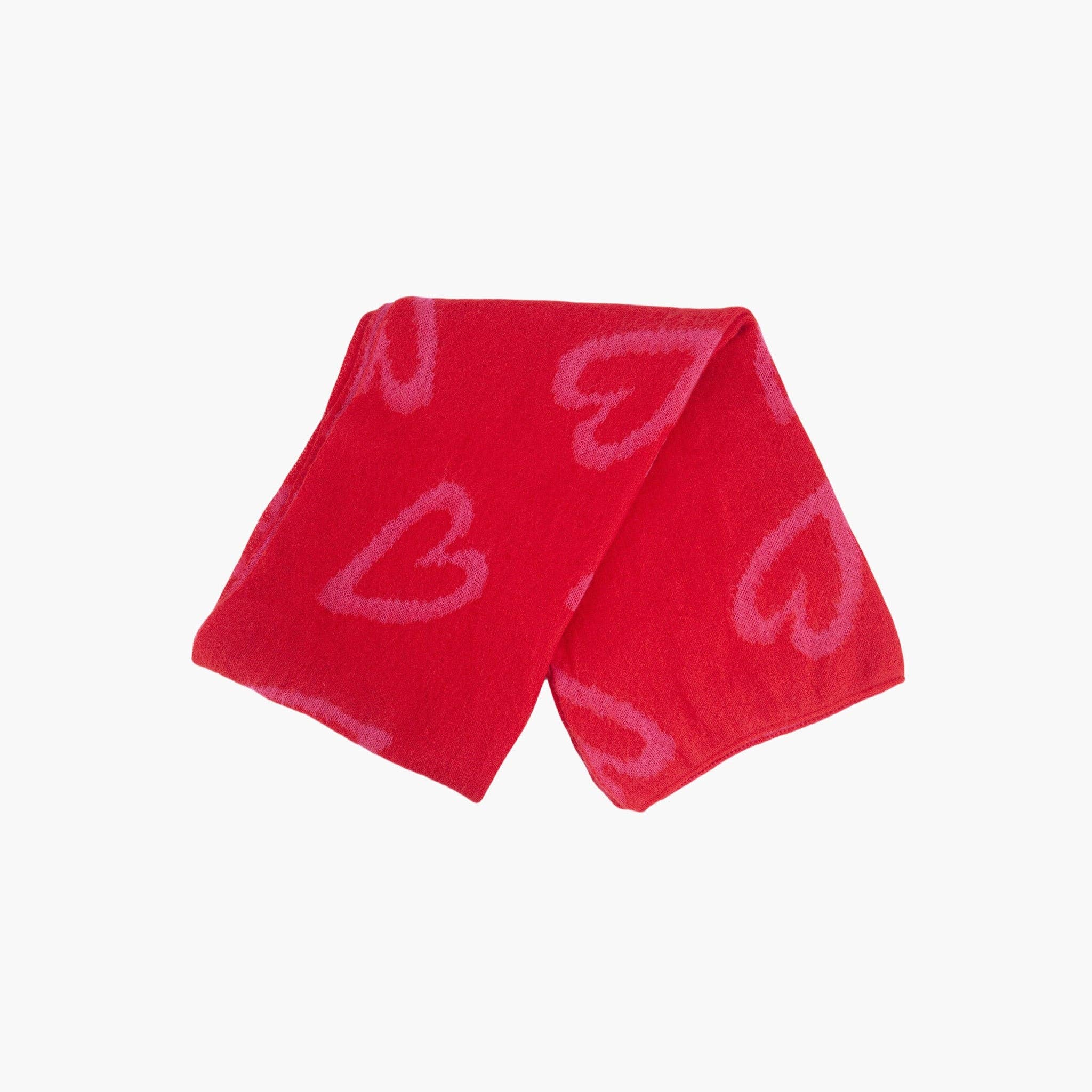 Zuri Red/Pink Sketched hearts Heavyweight Scarf: One-size