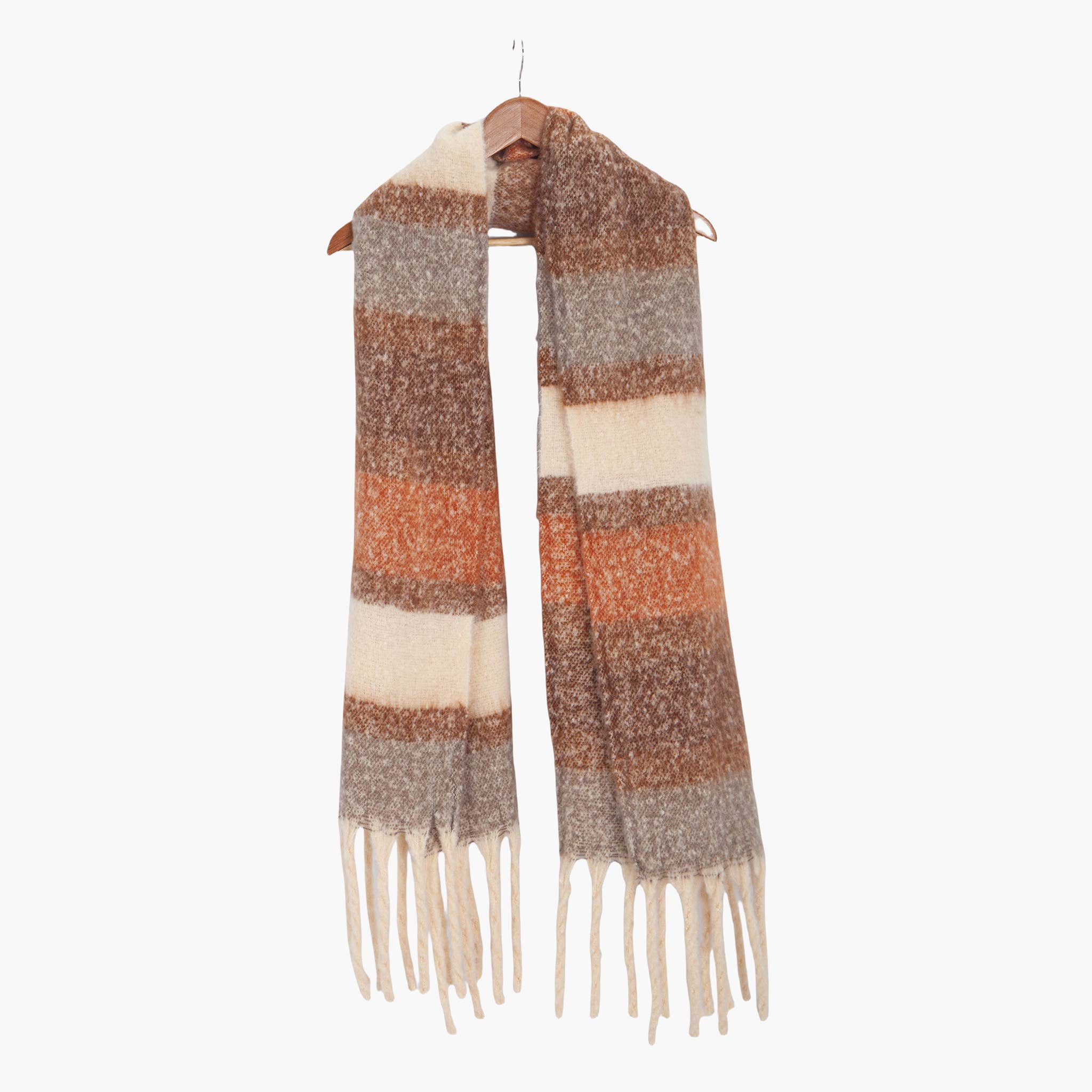Blair Neutral Colour Block Stripe Heavyweight Scarf: One-size