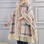 Super Warm Tassel Cape With Sparkly Sequin Detail PE906: Blush Pink