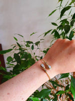 Bali Boho Brass Bracelet /  Moonstone / Bangle / Ethnic / Rustic / Bohemian / Hippie / Gypsy / Psy / Adjustable