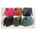 Superbia Pewter Hardware Small Box Zip Around Cross Body Bag: Green