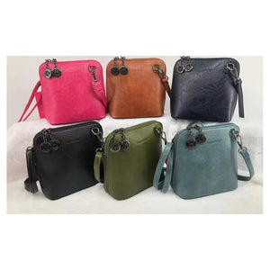 Superbia Pewter Hardware Small Box Zip Around Cross Body Bag: Green