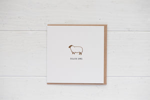 Hey Ewe Cards -selection of quirky sheep pun cards: THANK EWE