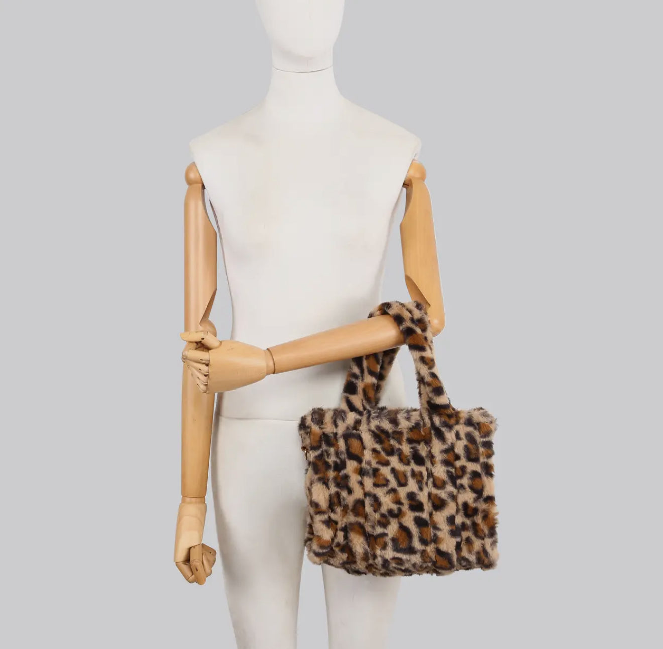 🐆 Leopard Print Faux Fur Tote Bag