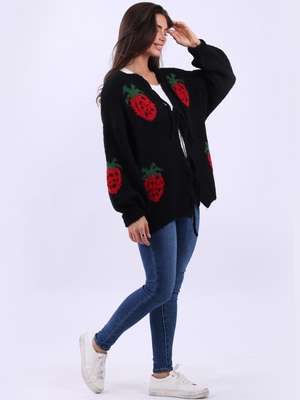 Strawberry Print Cardigan